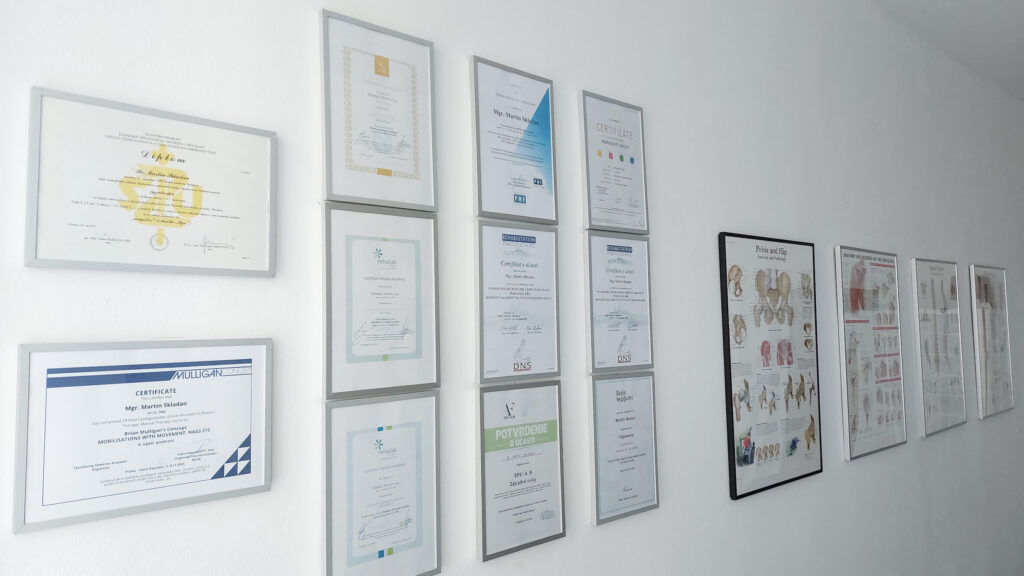Odborné certifikáty a vzdelanie fyzioterapeuta Mgr. Martina Skladana